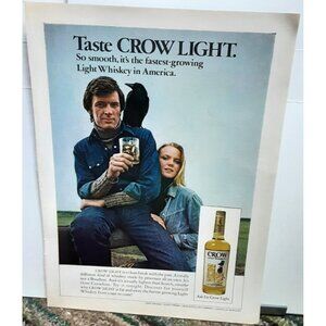1973 Crow Light Whiskey Fastest Growing In America Original Print Ad